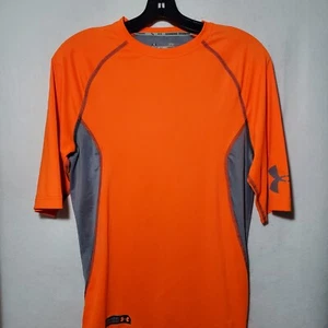 Under Armour compression Shirt Men Large Short Sleeve Orange Combine  - Picture 1 of 10