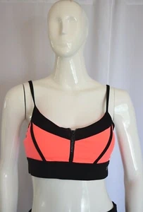 New LORNA JANE ATHLETIC SPORT BRA YOGA GYM Women SZ LARGE NEON TANGERINE BLACK - Picture 1 of 11