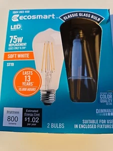75-Watt Equivalent 8.5 Watt ST19 5000K Edison Dimmable Daylight (2-Bulbs) - Picture 1 of 5