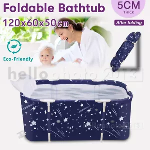 120x60CM Foldable Portable Bathtub Water Tub Folding PVC Adult Spa Bath Bucket - Picture 1 of 12