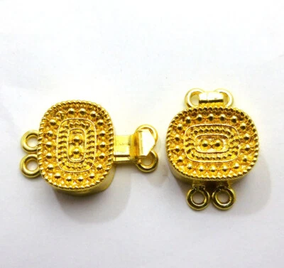 1 Pc 23X14X7mm Bali Box Clasp 2 Strand 18k Gold Plated Jewelry Making vg-104 - Image 1 of 3