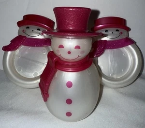 Vintage Bath & Body Works Plug In Pink Snowman Christmas W/ 2 Matching Car Clips - Picture 1 of 9