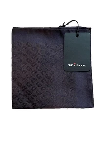 NWT Kiton Pocket Square –  Dark Brown - Blue 13x13 60% Wool 40% Silk. - Picture 1 of 4
