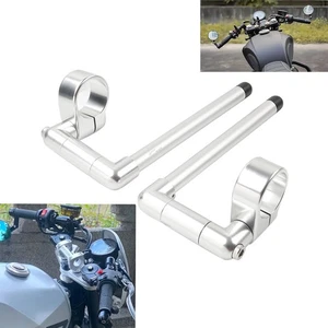 51MM Cafe Racer Bars 7/8" Motor Universal Clip-On Handlebar Fork Tube Silver - Picture 1 of 11