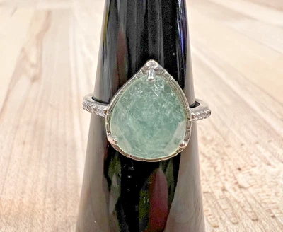 Кольцо для вечеринки с бомбой - размер 6 вечеринка с бомбой зеленый камень родиевое покрытие - Изображение 1 из 3