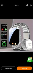 Montre connectée élégante en argent avec fonctions fitness et autres fonctions. - Photo 1 sur 17