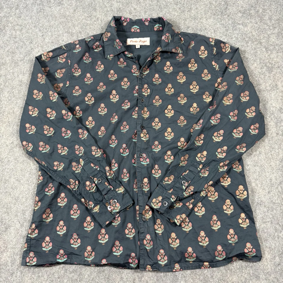 Perte D’ego Long Sleeve Button-Up Floral Print Dress Shirt Men's Size XL Black - Image 1 of 4