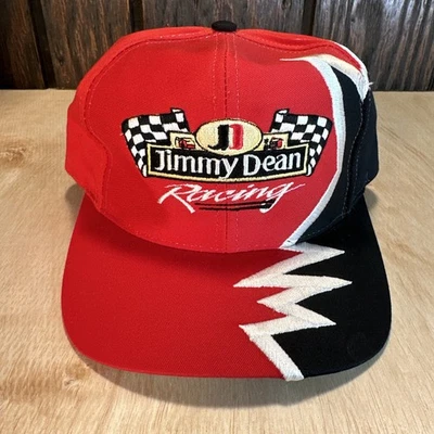 Vintage Jimmy Dean Racing Hat Cap Strapback 90s Red Black Spike Shatter NASCAR - Image 1 of 4