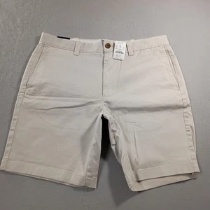 J Crew klassische flache Vorderseite beige khaki Chino Shorts Herren Größe tatsächlich 34 neu mit Etikett - Bild 1 von 7