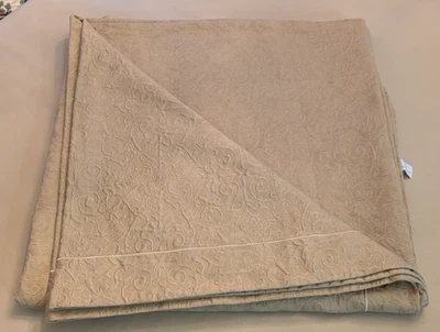 Yves Delorme Paris Taupe Queen Cotton Coverlet  Preowned W/faint defects - Image 1 of 4