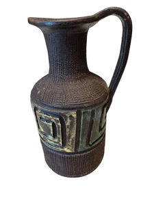 MCM Kunstkeramik Hochrelief strukturiert Brutlist Made in Italy Krug Vase 7,25"H - Bild 1 von 5