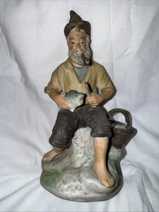 Capodimonte Figurine Lucky Fisherman Early 20th Century Italy Vintage Old Man - Picture 1 of 5