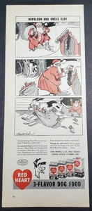 Anuncio impreso de comida para perros Red Heart 1946 - Santa, Napoleón y el tío Elby - Imagen 1 de 1