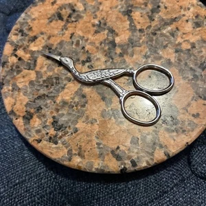 Vtg/Antique CLAUSS 34 USA 353 Silver-tone Stork Embroidery Sewing Scissors 🇺🇸 - Picture 1 of 4