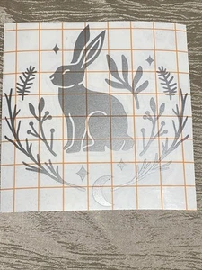 Rabbit Fauna Moon Stars Decal Sticker, Silver Vinyl - Picture 1 of 4