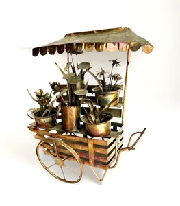 Handgefertigte OOAK Mid-Century Metall Blumenwagen Skulptur, Hongkong 12" hoch - Bild 1 von 14
