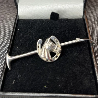 Vintage 925 Silver Brooch - Horseshoe with Horse Head Silhouette - Boxed - Image 1 of 4