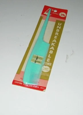 Винтажный нейлона пластиковый волос Крыса хвост расческа синий / зеленый 8,25» небьющийся новый!! - Изображение 1 из 3