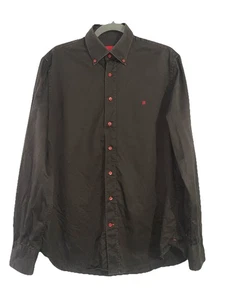 Carolina Herrera Button Down Shirt Men’s Size 16 Long Sleeve Dark Brown/Red - Picture 1 of 12