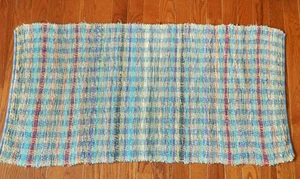 Woven Farmhouse style Handmade reversible Fabric Rag Throw Rug 54" x 28" - Picture 1 of 3