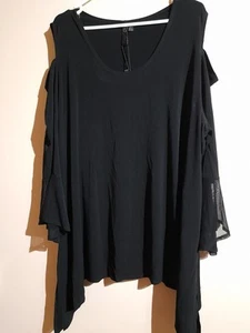 TAKING SHAPE WOMENS FAITHFULLY YOURS TOP BLACK SIZE XL 3/4 SLEEVE SHEER BELL - Picture 1 of 12