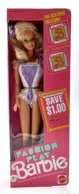 1990 Fashion Play Barbie Doll / Genuine Fashions / Mattel 9629 / NrfB, Original Box - Image 1 of 4