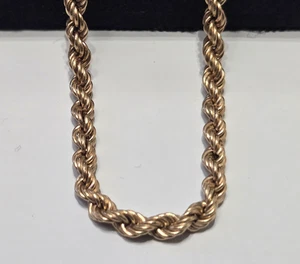 9ct Yellow Gold Rope Chain Full UK Hallmark 370mm Long 3.3mm Thick - Picture 1 of 8