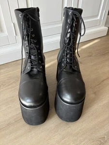 Botas de plataforma Funtasma Monster Frankenstein para hombre negras talla 10 con cremallera con cordones - Imagen 1 de 12