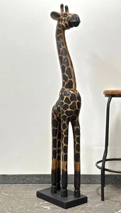 Giraffe aus Holz, H: ca. 130 cm, Zoo, Afrika, Tierskulptur - Bild 1 von 6