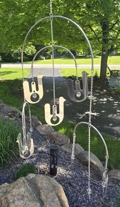 Abstrakte Vögel an Ketten AARIKKA Finnland Wandbehang Mobile Metall klar Perlen - Bild 1 von 5