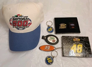 Vtg Nascar Lot 2005 Daytona 500 Hat, Keychains Jimmie Johnson 48 Hat Pin,Stewart - Picture 1 of 9