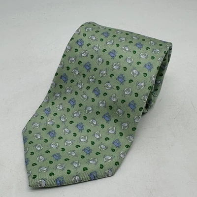 Corbata Brooks Brothers 346 Para Hombre Verde Seda Estampado Cangrejo Novedad Hecha en EE. UU. Foto 1 de 4