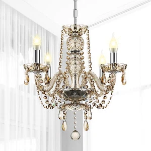 Elegant 4 Lights Crystal Chandelier Glass Ceiling Pendant Fixture Lighting - Picture 1 of 9