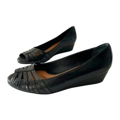 Tacones de salón Nurture by Lamaze Falcon de cuero negro punta abierta talla 8 nuevos sin etiquetas Foto 1 de 4