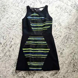 Milly neon geometric tweed knit high neck sheath dress - Picture 1 of 12