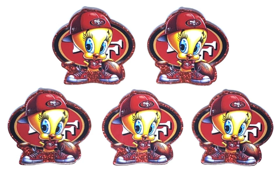 5 piezas - 49ers Piolín - Dijes planos de resina acrílica para carretes de insignia - Manualidades hágalo usted mismo Foto 1 de 1
