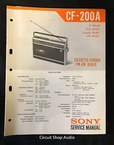 Original Sony CF-200A FM/AM Cassette-Corder Service Manual - Picture 1 of 1