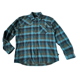 Camisa Howler Bros Para Hombres XL Botones Franela Manga Larga Azul Marrón Cuadros - Imagen 1 de 10