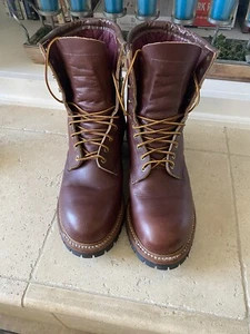 GREAT RED WING Made in USA 4418 Plain Steel Toe Logger Mens Work Boots Sz 10D - Picture 1 of 4