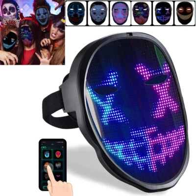 LED Maske Programmierbar App Party Halloween Bluetooth LED Beleuchtung Maske DHL - Bild 1 von 4