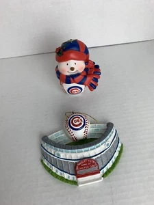 Lot Wrigley Field Chicago Cubs Scottish Christmas Snowman Ornaments MLB Baseball - Picture 1 of 8