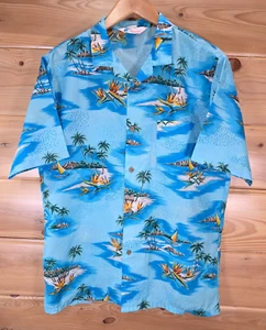 Vintage Islander Hawaiian Shirt Men Large Lightweight Paradise Beach Stain READ - Picture 1 of 14