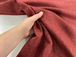 Herringbone Wool Fabric Brick Red Warm Woollen Winter Coat Dressmaking Fabric - Picture 1 of 10