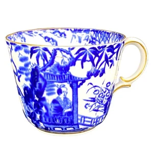 Royal Crown Derby Bone China Blue Mikado Tea Cup Saucer With Gold Highlights - Picture 1 of 10