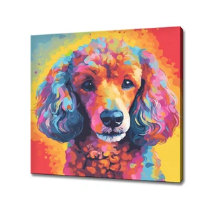 Colorido Lindo Caniche Perro Estampado en Lona Arte en Pared Animal Imagen Colgante en Pared - Imagen 1 de 9