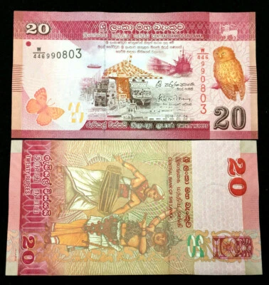 Billete de 20 rupias de Sri Lanka 2016 papel moneda mundial UNC moneda billete Foto 1 de 3