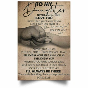 Daughter poster From Dad - Father And Daughter Inspirational Quotes Wall Art - Picture 1 of 5