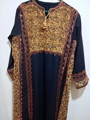Black Dress For Women ,Hand -Embroidered In Honey Color ,The Dress Is Renewed - Image 1 of 4