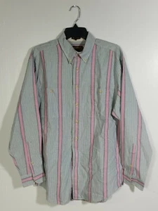 Vtg Eddie Bauer Rufton Twill Shirt Mens M Striped Button Front Cotton - Picture 1 of 3