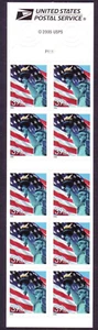 #3978a Booklet Pane of 10, LADY LIBERTY AND US FLAG - Unfolded - MNH Perfect!!! - Picture 1 of 1